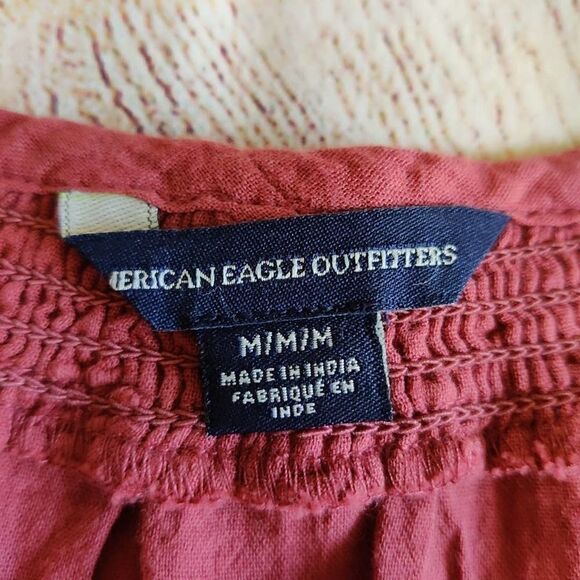 American Eagle Outfitters lace inset boho top sz M - Picture 8 of 9